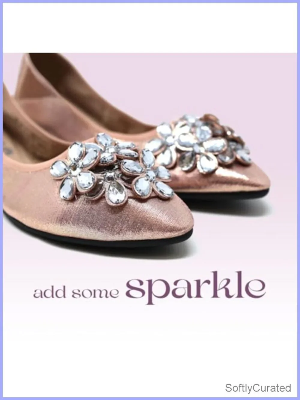 Foldable Flats Women Pointed Toe Crystal Rhinestone Ballet Flats Wedding